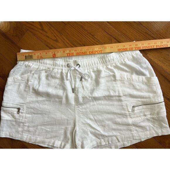 NWT DKNY Linen Blend Cargo Shorts, White, size 1X, Plus Size, Pull-On Drawstring - Picture 8 of 15